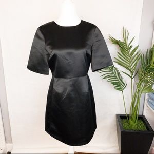 Topshop Black Satin Mini Dress Short Sleeve Formal